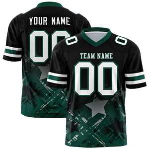 Maillot de football américain personnalisé noir vert minuit avec dégradé étoilé - Product Image 1