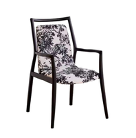Fauteuil en tissu imprimé rétro avec structure en bois massif, chaise de salle à manger pour la maison et l'hôtel, personnalisable
