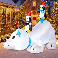 Ours polaire et pingouins gonflables de 7 pieds avec éclairage LED, décoration de Noël gonflable pour la cour, la pelouse, les fêtes en plein air, la maison
