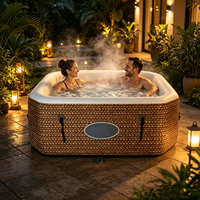 Jacuzzi gonflable portable avec jets d'air, couverture isolante et pompe filtrante pour SPA extérieur, jardin et cour.