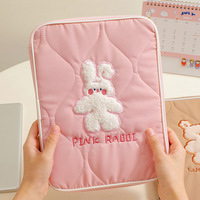 Sac pour ordinateur portable motif lapin de dessin animé pour filles et étudiants, housse pour ordinateur portable 13 pouces avec poche intérieure, sac pour ordinateur portable mignon