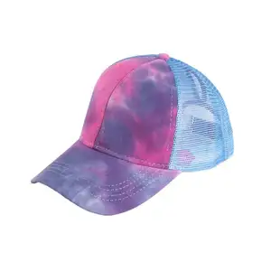 Nieuwe Stijl Op Maat Gemaakt Blanco Foam Mesh Tie Geverfd Trucker Cap Paardenstaart Baseball Caps Voor Vrouwen