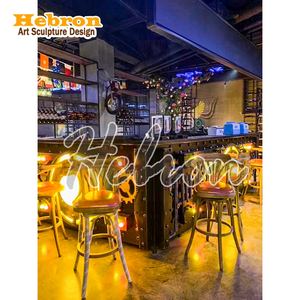 Mostrador <span class=keywords><strong>de</strong></span> Recepción Estilo Steampunk <span class=keywords><strong>de</strong></span> Metal para Tienda <span class=keywords><strong>de</strong></span> Tatuajes o Bar, Diseño Industrial con Luces LED - Product Image 4