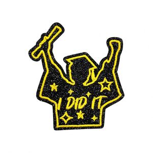 <b>Iron</b> on Eco-friendly Glitter Embroidered Graduation Theme You/I Did It Mortar Board Patches for Graduation Gift Clothes - Product Image 4