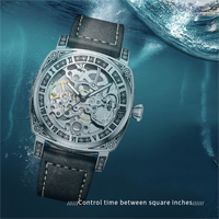 TEVISE T894 894 Unique Squelette Cadran En Cuir Véritable Montre Étanche Automatique Évider Manuel Mécanique Hommes Montres Homme