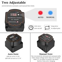 Isolateur de batterie 12V double 140Amp Modes automatiques Affichage de la tension du relais intelligent véniel pour camping-car, yacht, bateaux, camping-cars ATV UTV Vans