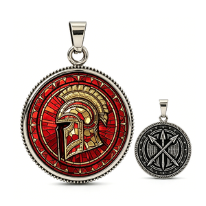 Colgante Circular de Aleación de Zinc Plateado con Esmalte, Diseño de Casco Romano, Temática Antigua, Medalla Coleccionable de Arte - Product Image 4