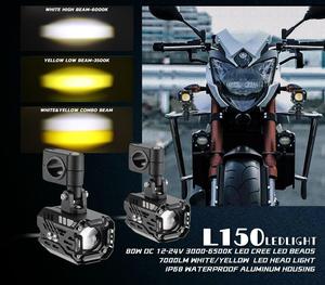 Đèn sương mù phụ trợ LED 80W màu vàng/trắng, bộ đèn chiếu sáng ngoài trời cho xe máy, kèm dây điện và công tắc - Product Image 4