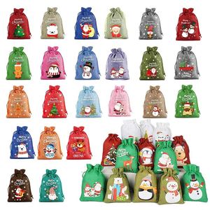 Sac en toile de jute de Noël 10x14cm, sac en lin durable, logo personnalisable, pochette en jute, à utiliser pour les bonbons de Noël, les jouets, l'emballage de cadeaux - Product Image 3