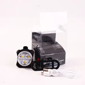 MTB自転車ライト3 LED充電式ヘッドテールクリップライト、USB防水テールクリップランプ付き