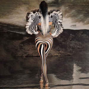 Mono de Fiesta con Estampado de Cebra, Mono con Flecos, Vestidos Tipo Romper para Mujer, Verano - Product Image 2