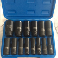 Jeu de douilles à choc profond 1/2 pouce, 14 pièces, CrMo, couleur noire