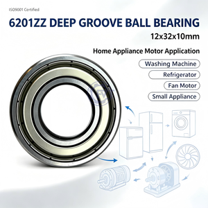 Rodamiento de Bolas de Ranura Profunda 6201ZZ 12x32x10mm GCr15 de Acero Cromado con Doble Blindaje para Motor de Electrodomésticos - Product Image 2