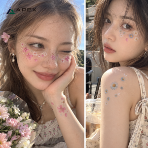 Pegatina Facial de Flores Estilo Coreano, <span class=keywords><strong>Tatuaje</strong></span> Temporal de 120x158mm, Impresión por Transferencia de Agua No Reflectante, Maquillaje para Ojos y Mejillas con Diseño de Pétalos - Product Image 6