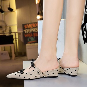 Zapatillas de tacón de punto con lazo, novedad de verano 2025, zapatos de punta, pantuflas sencillas y cómodas para mujer - Product Image 4