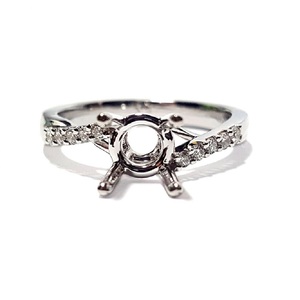 Bague torsadée Simple et Fine, anneau de fiançailles Semi-montage, léger, en or blanc, diamant naturel, 18k - Product Image 1