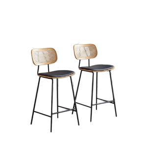 Modern Nordic Counter <b>Bar</b> Chair Luxury Leather Upholstery Metal High Kitchen <b>Stool</b> for Home <b>Bar</b> and Hotels - Product Image 1