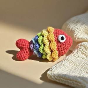 DIY pez arcoíris hecho <span class=keywords><strong>a</strong></span> mano <span class=keywords><strong>Amigurumi</strong></span> pez relleno tejer <span class=keywords><strong>muñeca</strong></span> para peces tejer bolsa decoración para esperar regalo de mamá - Product Image 6