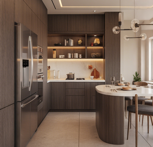 Gabinetes de <span class=keywords><strong>Cocina</strong></span> de Lujo VERMONHOUZZ, Color Oscuro, <span class=keywords><strong>Frente</strong></span> de Vidrio, Iluminación Integrada, Tamaño Personalizado para Villas Comerciales, <span class=keywords><strong>Cocina</strong></span> de Alta Gama - Product Image 6