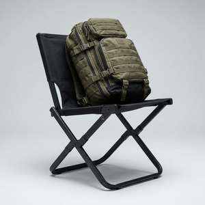 Silla Táctica Resistente a la Intemperie Kermit, Silla Plegable Reforzada de Color Negro Mate, Estilo Industrial, Silla de Exterior con Panel de Velcro - Product Image 1