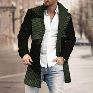 Nuovo soprabito Casual lungo monopetto da <span class=keywords><strong>uomo</strong></span> con motivo a quadri <span class=keywords><strong>Trench</strong></span> elegante da indossare - Product Image 4
