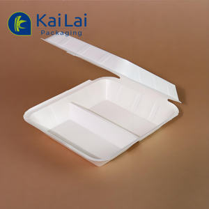 Boîte à lunch en papier kraft à <span class=keywords><strong>2</strong></span> compartiments personnalisée, vente en gros, biodégradable, blanche/à usage pour les nouilles, contenants à emporter en papier à clapet - Product Image 3