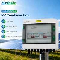 Boîtier de Combinaison Photovoltaïque Solaire 2 Entrées 2 Sorties DC 500V 600V avec Fusible MCB SPD, Boîtier Étanche IP65