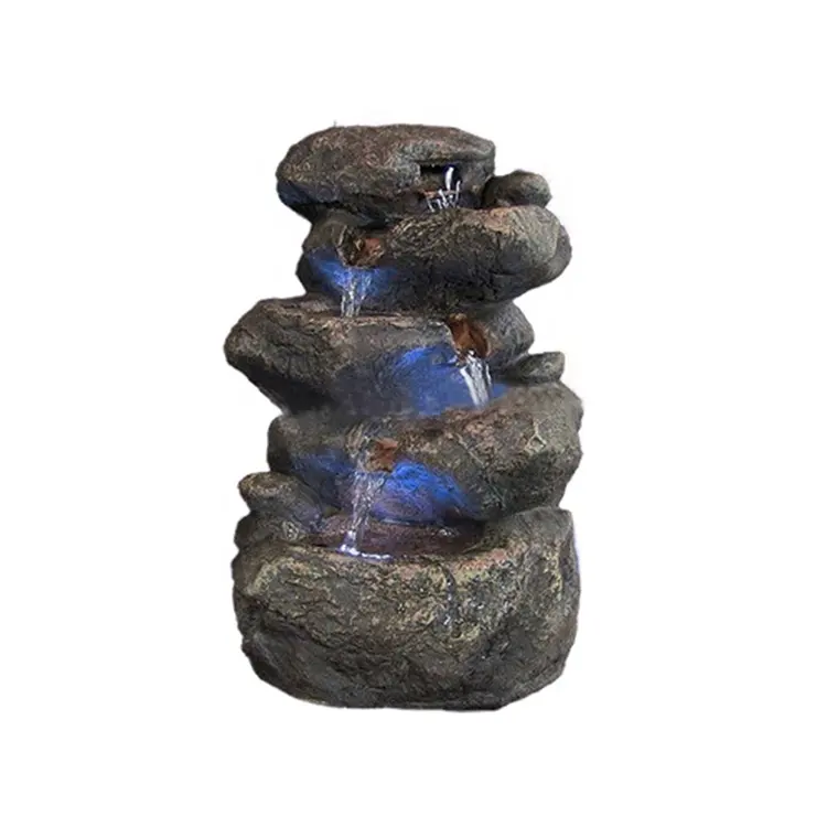 Stacked Rocks Tabletop Water Fountain With LED Lights Waterfall Indoor Mini Tabletop Water Fountain With Light Home Office Decor