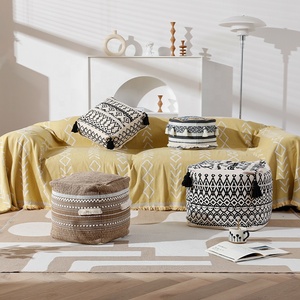 Modern Moroccan Style <strong>Pouf</strong> Cover Living Room Use Tufted Square Ottoman Stool Home Decorative Printed <strong>Pouf</strong> Cover for Sofa - Product Image 1
