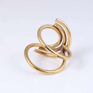 Anillos de Alambre Geométricos de Alta Calidad, Estilo Boho, de Latón, para Mujer, Chapados en Oro de 18k, Diseño Espiral, Minimalistas, para Venta al Por Mayor, OEM, ODM - Product Image 4