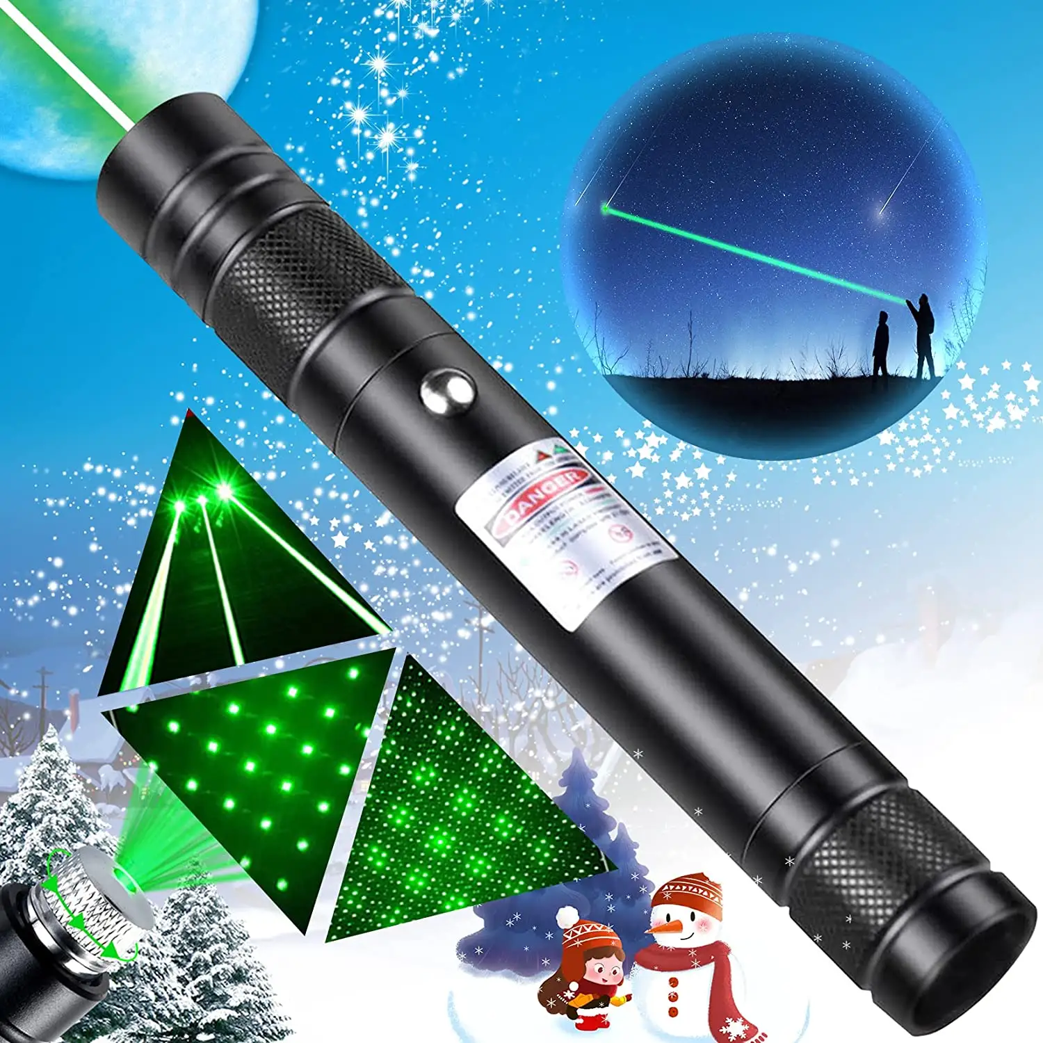 USB Cable Type Green Laser 303 Stars Cat Toy Flashlight USB Rechargeable Laser Pointer