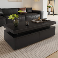 Table basse rectangulaire en pierre frittée, design moderne et luxueux avec tiroirs et grand espace de rangement pour salon