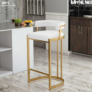 الأكثر مبيعًا كرسي بار معدني حديث مع إطار ذهبي ومسند ظهر جلدي لحانة المنزل وغرفة المعيشة - Product Image 4