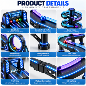Pista de juego de carreras de canicas multivuelta con obstáculos, sistema inteligente de juego con temática DIY, iluminación LED con logotipo personalizado, para adultos - Product Image 4