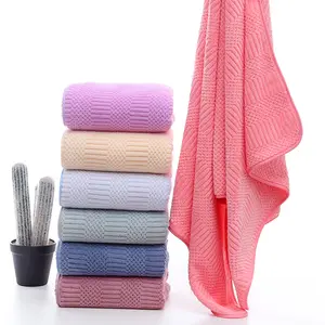 High Quality Pure Golden Supplier Luxury Customized 70x140cm solid color Set Hotel microfiber coral fleece Bath Towel