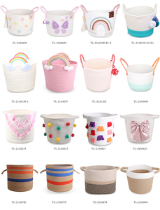 Cesta Redonda de Almacenamiento de Cuerda de Algodón con Bordado de Conejo y Asas Amarillas para Guardería, Habitación Infantil, Organizador de Juguetes, Venta al por Mayor, Personalizable - Product Image 4