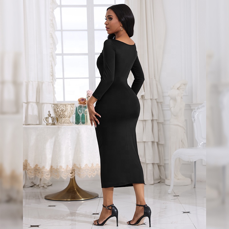 Wholesale Fall Elegant Bodycon Dress 2023 Bandage Knit Midi Dress for Ladies Wholesale Fall Elegant Bodycon Dress 2023 Bandage Knit Midi Dress for Ladies