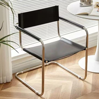 Chaises de salle à manger modernes en acier inoxydable, chaises à coussin souple en cuir brun pour restaurant, hôtel, maison, usage commercial