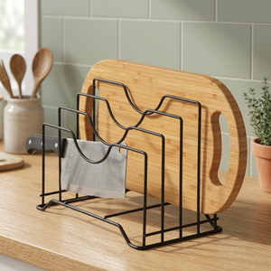 Étagère de rangement minimaliste en métal pour cuisine avec porte-couteaux et support pour planche à découper pour l'organisation du comptoir - Product Image 4