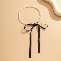 Collier de perles imitées en sangle noire longue et élégante pour femmes Charms Lady Party Wearing Chokers Accessories Fashion Jewelry Gifts