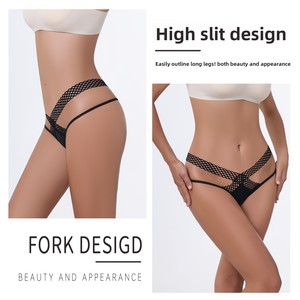 Châu Âu Mỹ của phụ nữ XXL t-Quần sexy Fishnet quần lót dây đeo chéo thong công ty thấp eo nóng khiêu dâm rỗng ràng buộc đồ lót - Product Image 3