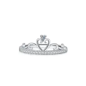 Factory price high quality bridal ring woman accessories jewelry real 925 sterling silver crown eternity ring