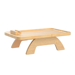 Table d'appoint moderne en bambou personnalisable, plateau rotatif à 360° pour téléphone, plateau pliable pour canapé, porte-gobelet pour salon et cuisine - Product Image 1