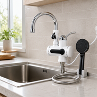 Robinet chauffe-eau électrique instantané blanc avec douchette, mitigeur chaud/froid à poignée unique pour cuisine et salle de bain