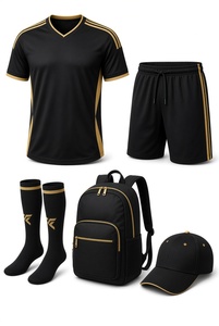 Maroon Soccer Uniform Kit With Shorts <b>Socks</b> Backpack And Cap V Neck Short Sleeve <b>Polyester</b> Adult Unisex - Product Image 3