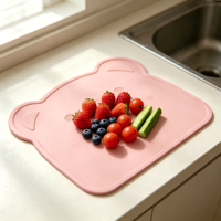 Tapis de repas moderne en silicone pour enfants, antidérapant avec base à ventouse et isolant thermique, dessous de plat portable pour l'école et la cuisine à domicile
