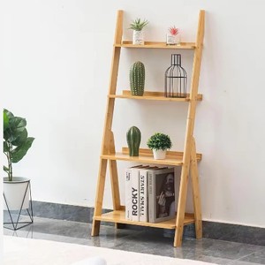 Ladder Shelf 4 Tier Wood <b>Storage</b> <b>Unit</b> For Living Room Standing Type Neatening Organizer - Product Image 1