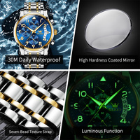 OLEVS 2879 Montre-bracelet à quartz pour homme avec logo personnalisé OEM, résistante à l'eau, en acier inoxydable, analogique, diamant, mode, luxe, pour homme