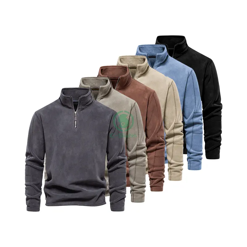 Toptan özel erkek Hoodie & Sweatshirt standı yaka yarım fermuar uzun kollu sonbahar ve kış trendi tüm maç üst