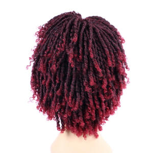 Offre Spéciale <span class=keywords><strong>Court</strong></span> Brun Doux Perruques Synthétiques Pour Les Femmes Noires Haute Température Dreadlock Cheveux Tressage Crochet Torsion Fiber Perruque de Cheveux - Product Image 4